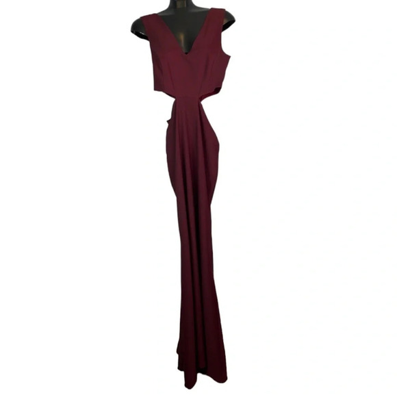 ARTI GOGNA Burgundy Prom Formal Dress Cut Out Sides Floor Length Sleeveless L - Picture 4 of 10